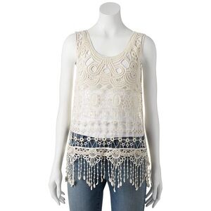 It’s Our Time Boho Crochet Fringe Top size‎ S